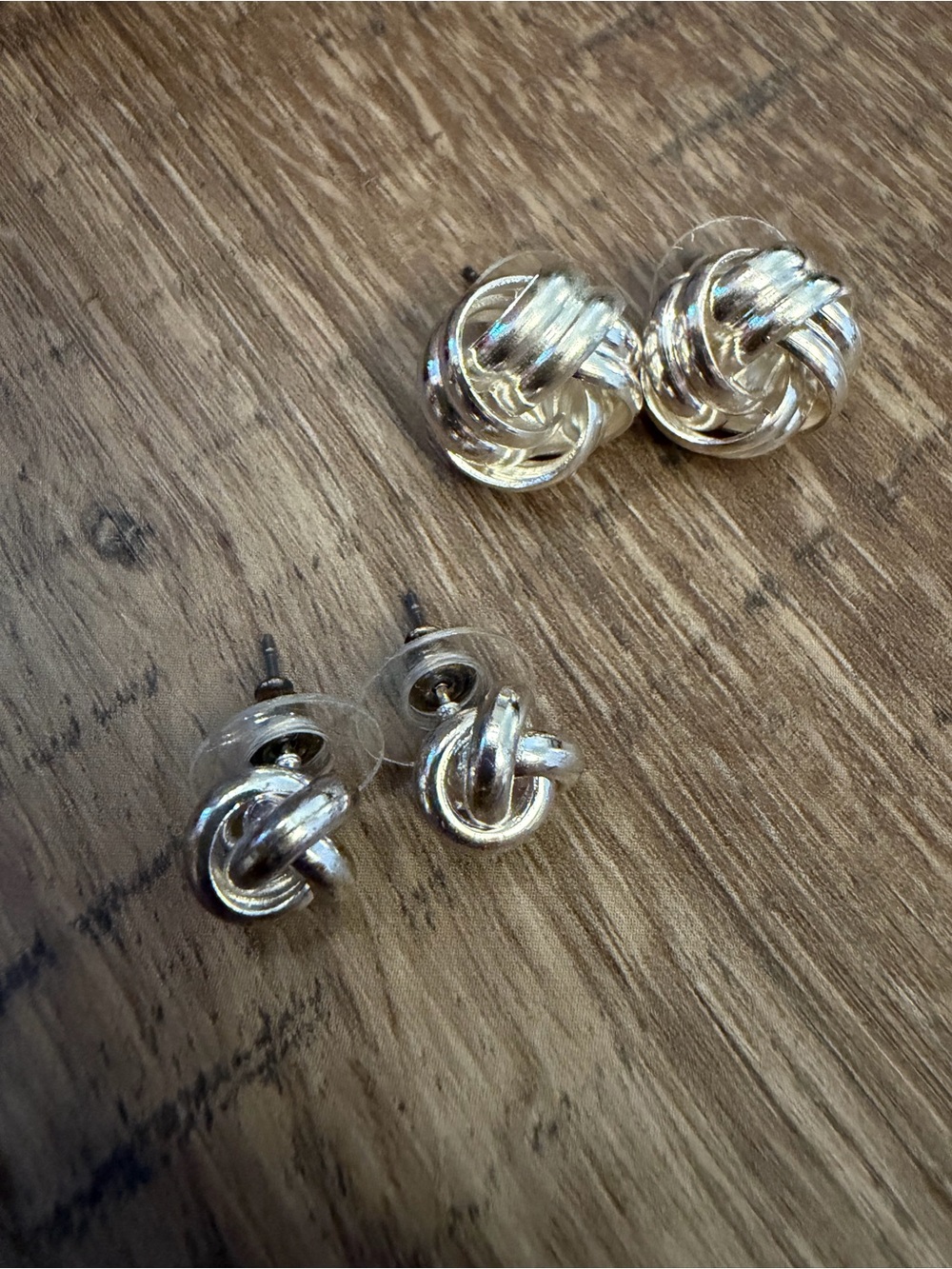 Silver coloured Knot Stud Earrings - Classic Women Jewelry
